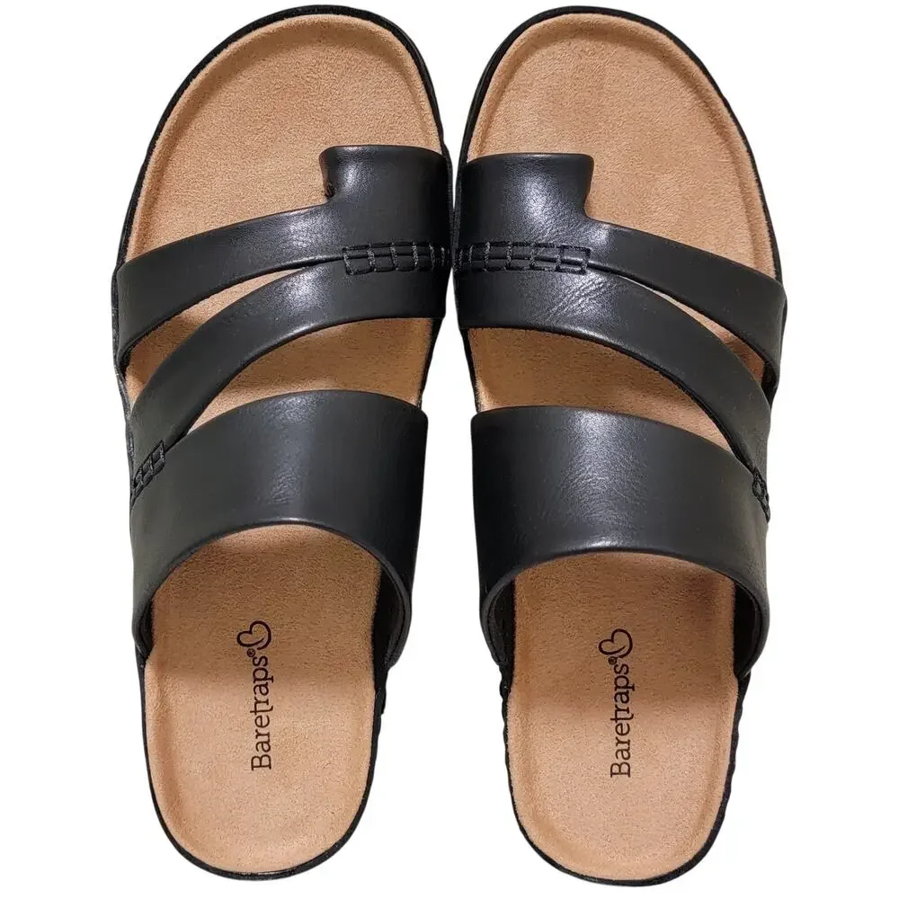 Baretraps Women Fresha Slip On Slide Sandals Size US 6M Black Faux Leather